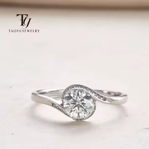 Clear Engagement Women's 1 Carat Ring White High Quality Round Silver 925 Platinum Vvs Moissanite Ring Engagement Anniversary