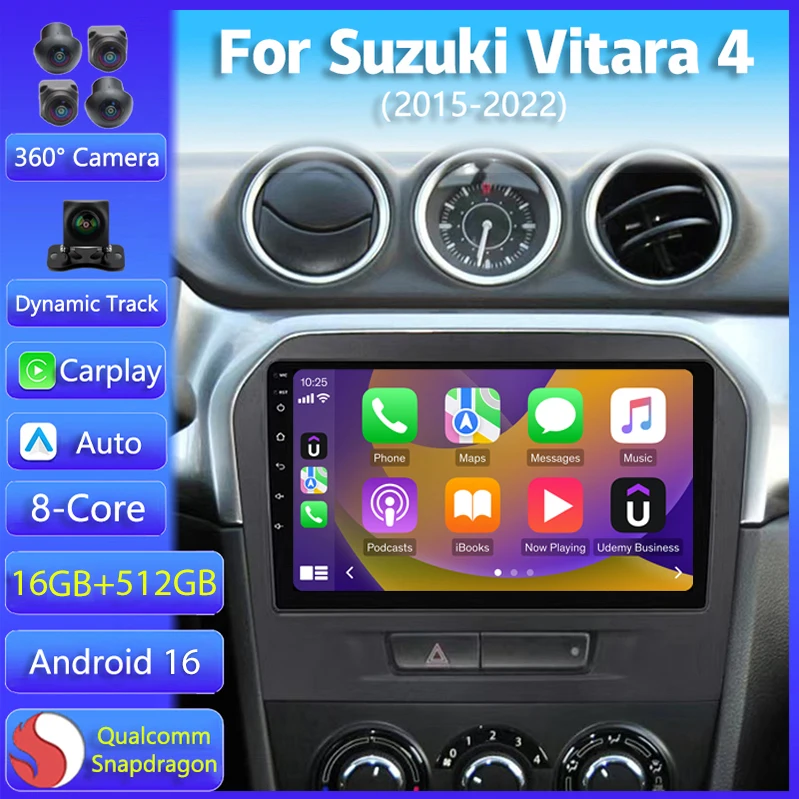 Android 16 Carplay Auto For Suzuki Vitara 4 2015 2016 2017 2018 - 2022 Multimedia Car Radio Player Video DSP WIFI+4G Autoradio