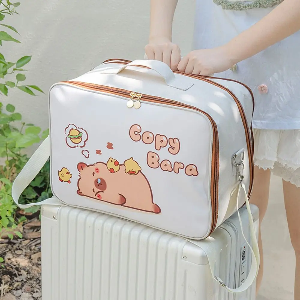 Creative Cartoon Capybara Handbag Kawaii Portable Capybara Luggage Bag Space Saving with Elastic Band Travel Duffel Bag