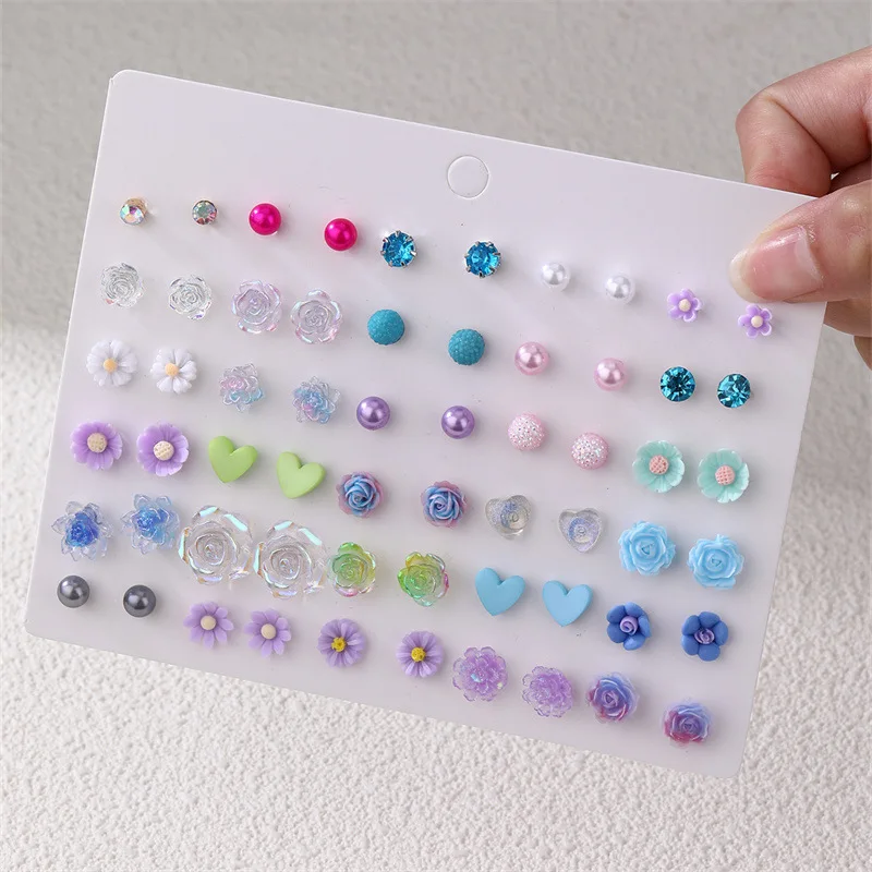 30-Piece Everyday Cute Stud Set – Colorful & Versatile Mini Earrings for a Month of Fresh, Sweet Looks.