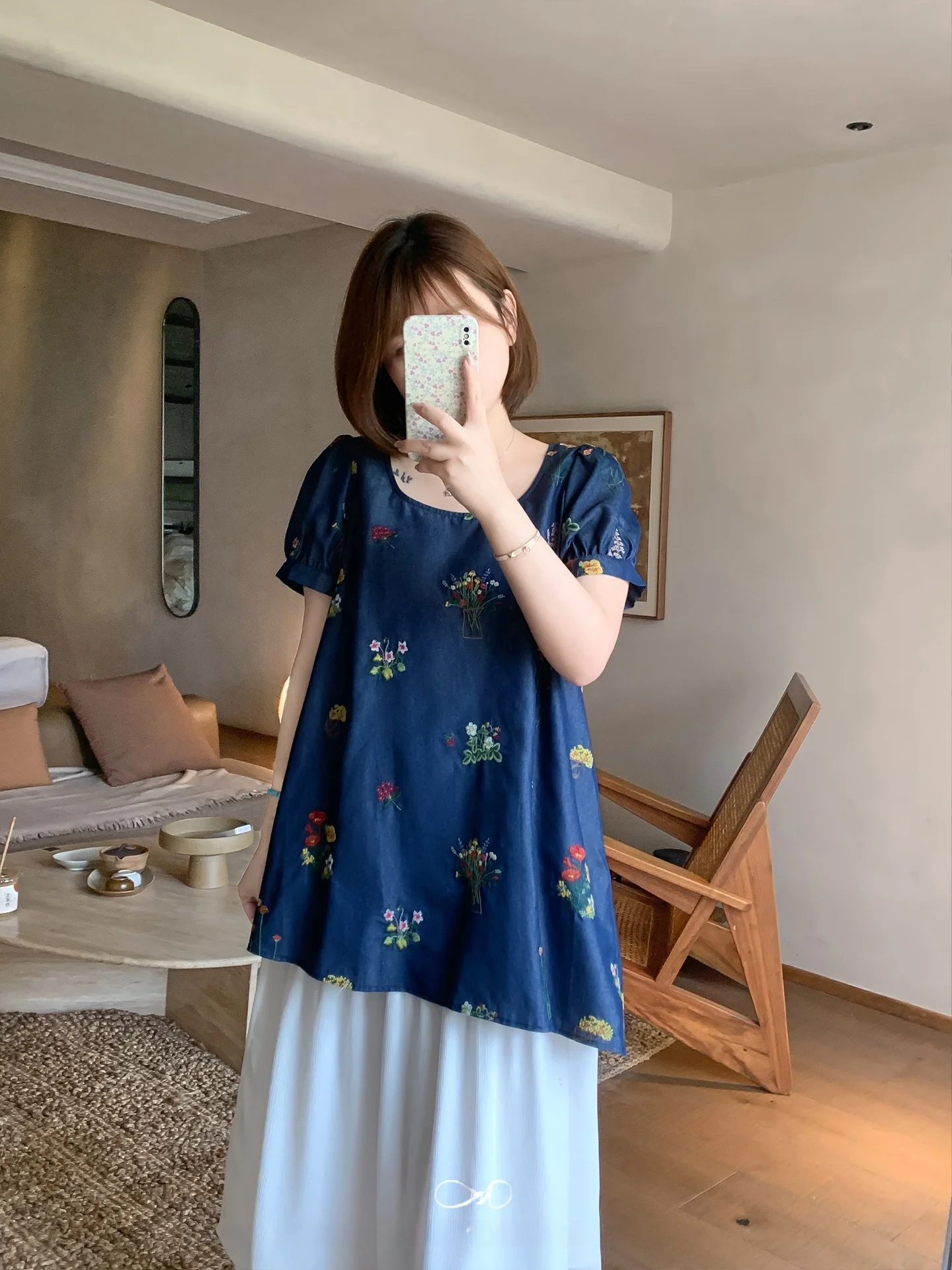 

Casual Maxi Dress Set Large Size Women's Clothing Two-Piece Set High Waist A-Line Skirt Polyester Fiber Short Sleeve round Neck