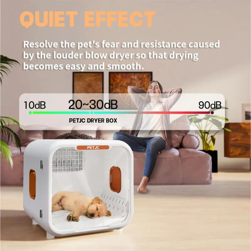 Automatic Pet Dryer Box for Cat Small Dogs,Ultra Quiet Dog Hair Dryer 71L Capacity with Smart Temperature Control and 360 Drying