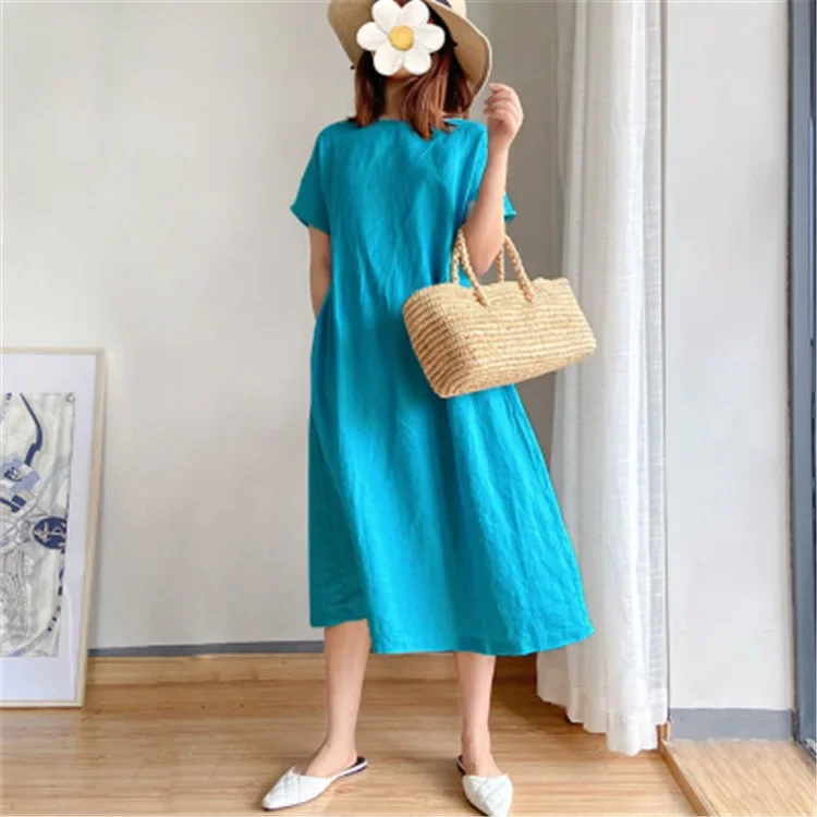 New Long Sleeve Maternity Dress Fashion Clothes for Pregnant Women V-neck Boho  Cotton Linen Loose Lantern