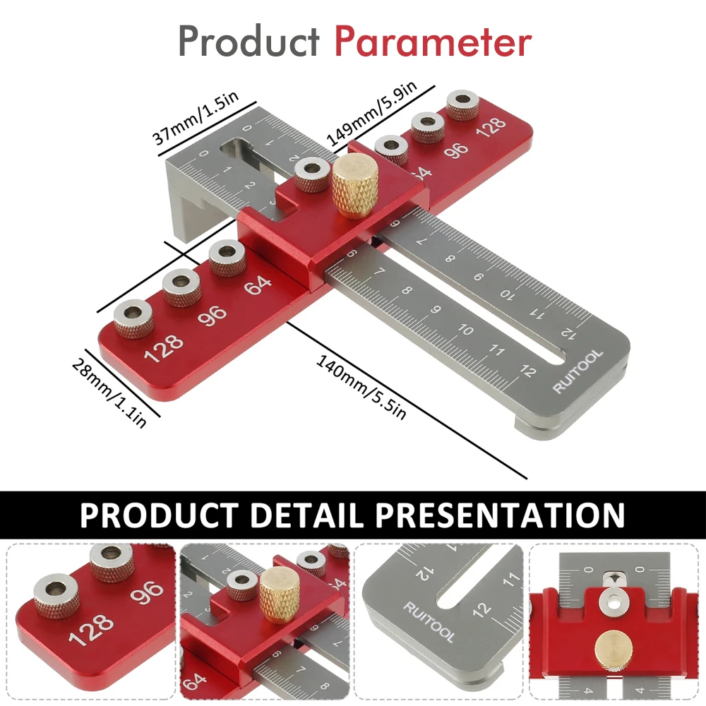 Nuovo kit di maschere per hardware per armadio Lavorazione del legno Maniglia per porta del cassetto Maschera Guida per trapano regolabile Strumento di montaggio per manopole Maniglie Tira