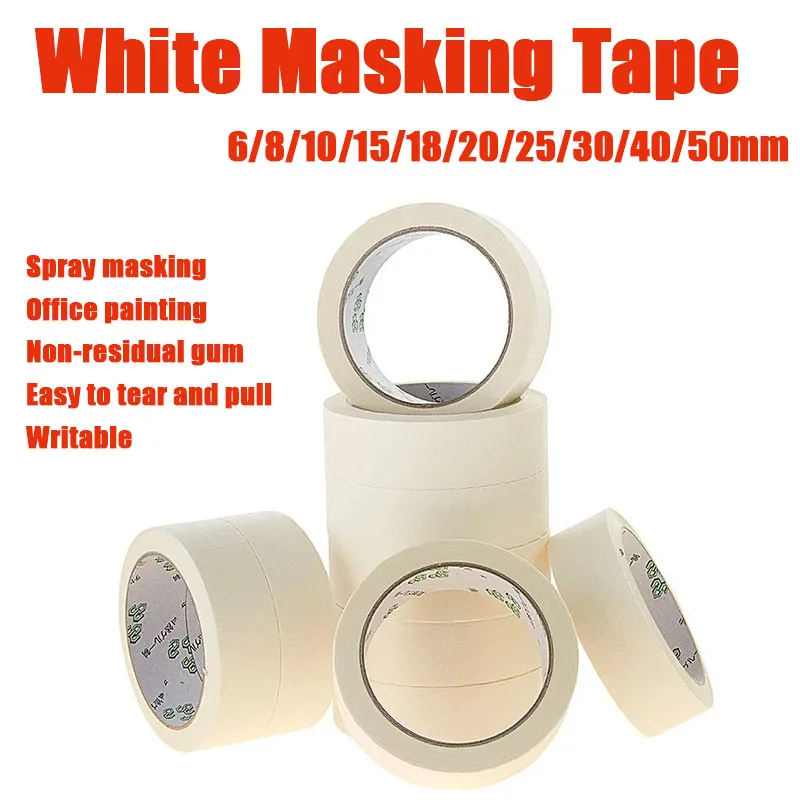 Writable Masking Tape Adhesive Tape No Trace Automobile Paint Spraying Handwritten White Painting Drawing Paper 20 Meters