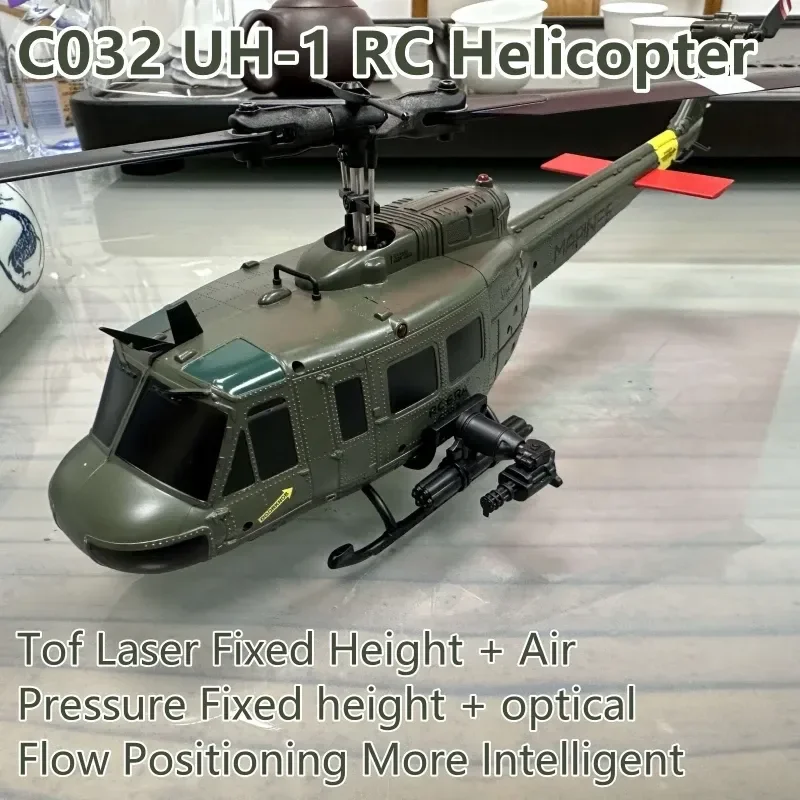 

C032 UH-1 бесщеточный RTF RC вертолет 6-осевой гироскоп One Click 3D флип оптическое позиционирование потока UH1 модель вертолета игрушка для хобби