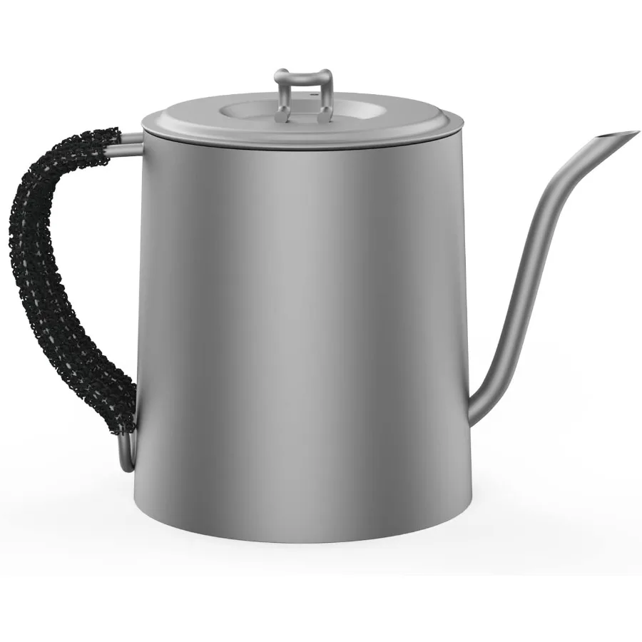 

Pour Over Kettle Coffee Gooseneck Kettle Premium Titanium Water Kettle 24 oz for Drip Coffee Tea Rapid Heating on Stove Top wit