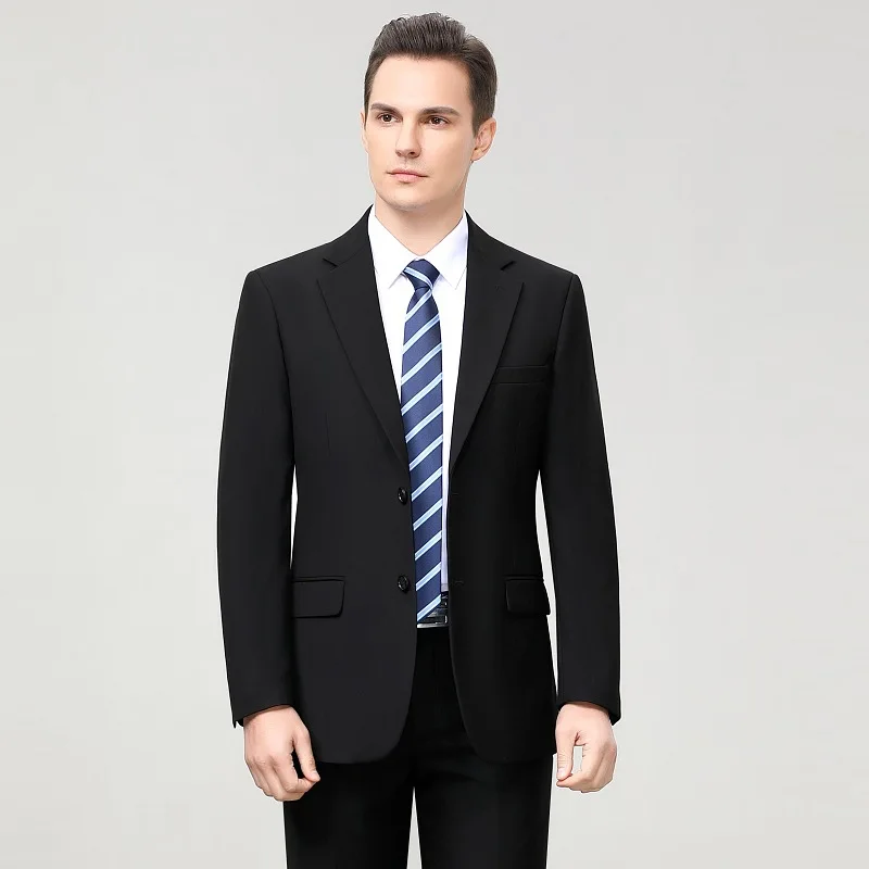 Suit Men (Blazer+Pants) Fashion Business Casual Slim-fit Formal Dress Banquet Work English Style Evening Dress Solid Color Suit