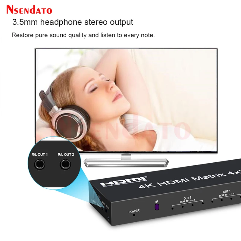 Commutateur matriciel répartiteur HDMI 4 en 2 sorties, 4x2, convertisseur audio/vidéo EDID, adaptateur pour moniteur