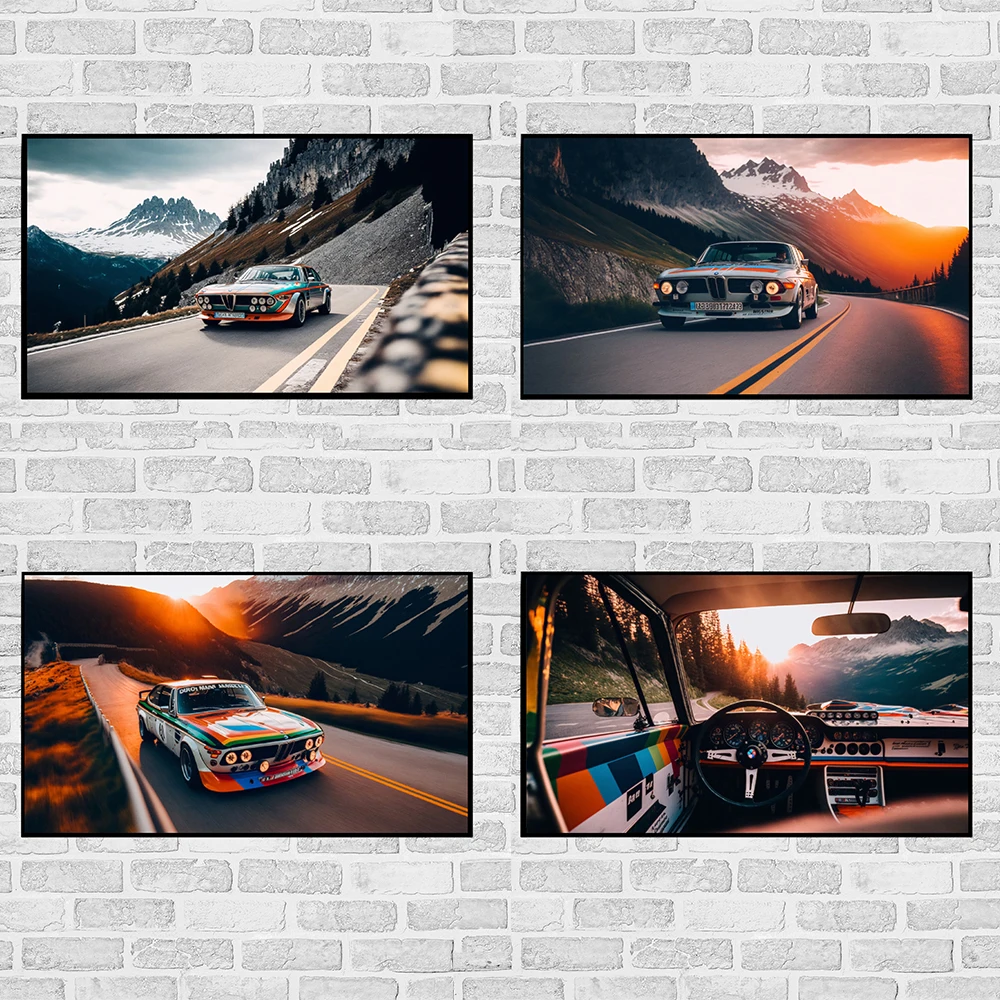 Classic Muscle Sports Car Poster Abstract Vintage Luxury Racing Canvas Painting Supercar Race Track Wall Art Print Room Decor