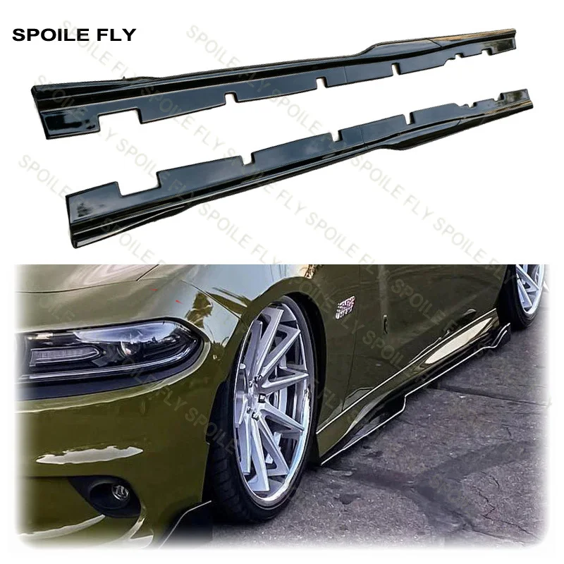 4PCS 2015 To 2023 For Dodge Charger Widebody Performance  Style Side Skirt Splitters Diffuser Bumper Spoiler Glossy Black ABS