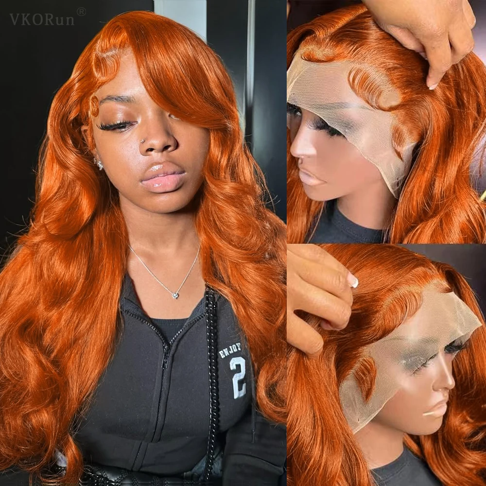 

13x4 13x6 Рыжий Оранжевый Объемная Волна Парики Фронта Шнурка Человеческих Волос Прозрачный Парик Фронта Шнурка Человеческих Волос 36 Дюймов Предварительно Сорванные Парики