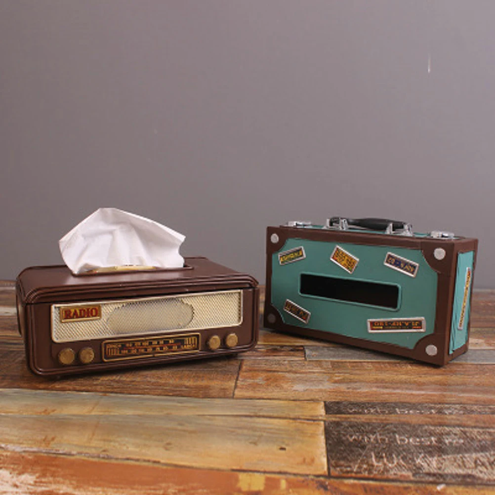 

Rustic Iron Towel Holder Paper Holder Retro Home Square Storage Box Office Decor Napkin Storage Container Square Box
