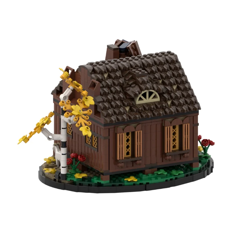 Medieval Autumn Cottage MOC Building Blocks Rustic Fall Country House Model DIY Brick Set Desktop Collectible Display