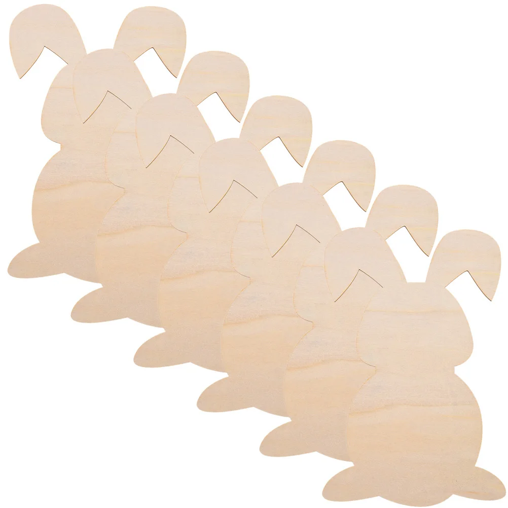 

6Pcs Easter Bunny Wooden Chips Smooth Wood Cutouts Natural Surface DIY Painting Craft Accessories Easter Decorations Holiday