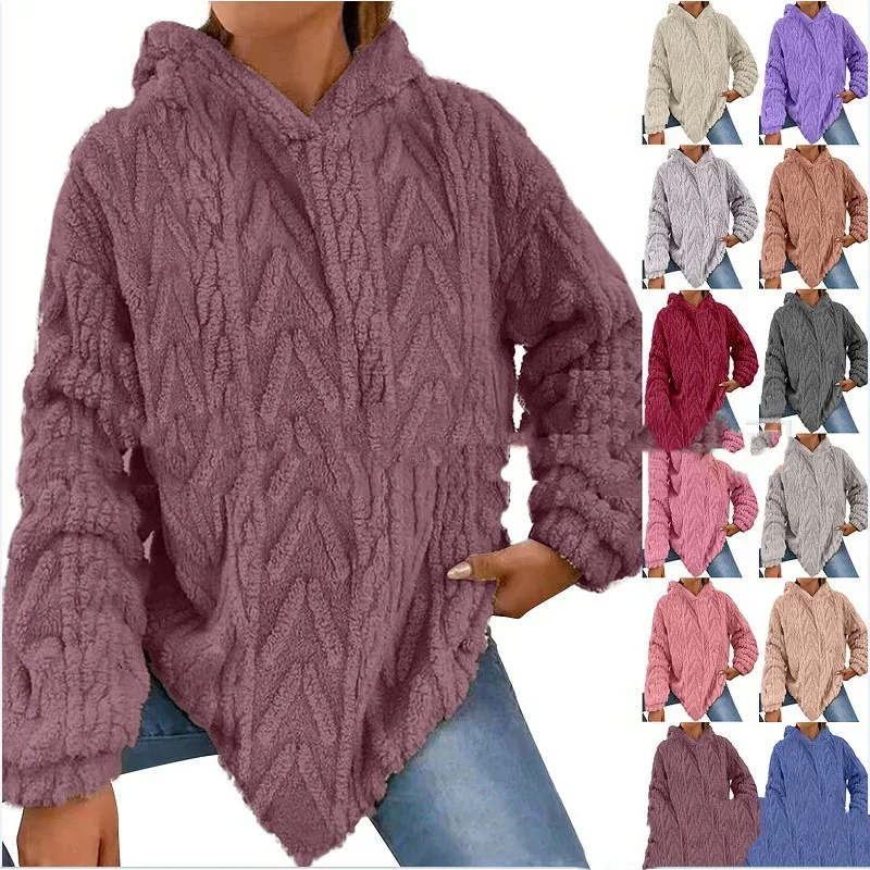 2023 New Autumn Casual Simple Solid Color Women\'s Patchwork Hood Fashionable and Comfortable Sweater Jacket Clothing Long Sleeve