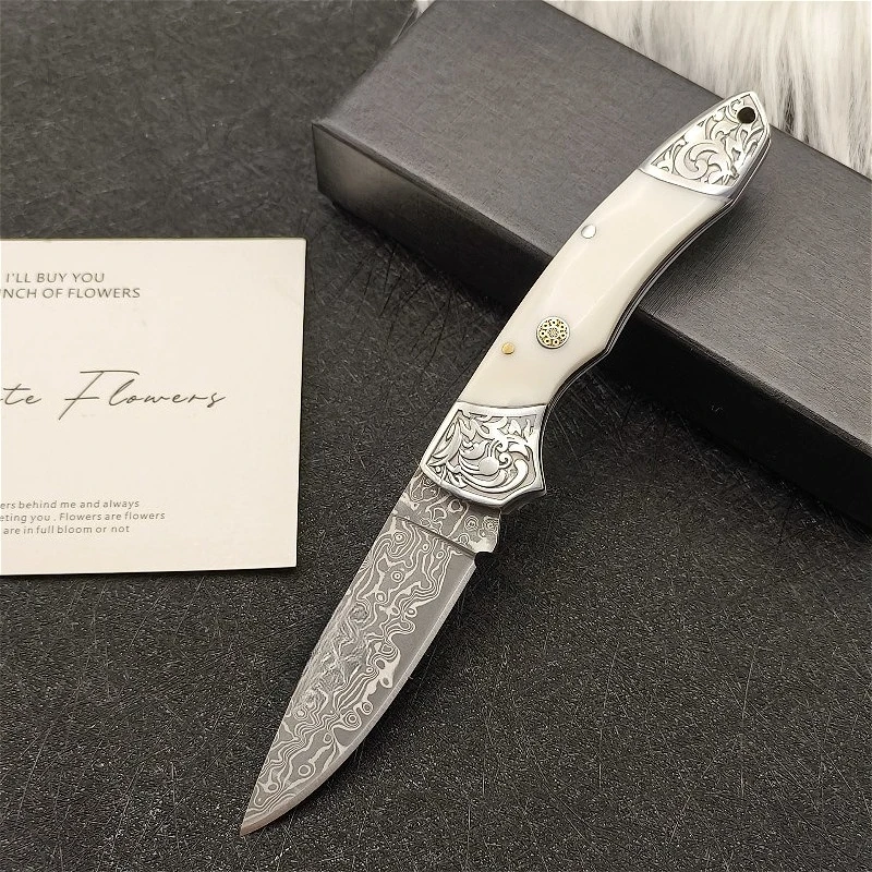 

822, складной нож для кемпинга на открытом воздухе, лезвие из дамасской стали, пеший туризм, выживание, охота, тактический фруктовый кухонный многофункциональный инструмент, карманные ножи