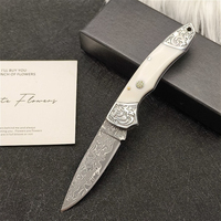 832 Outdoor Camping Folding Knife Damascus Steel Blade Hiking Survival Hunting Tactical Fruit Kitchen Multi Tool Pocket  Knives