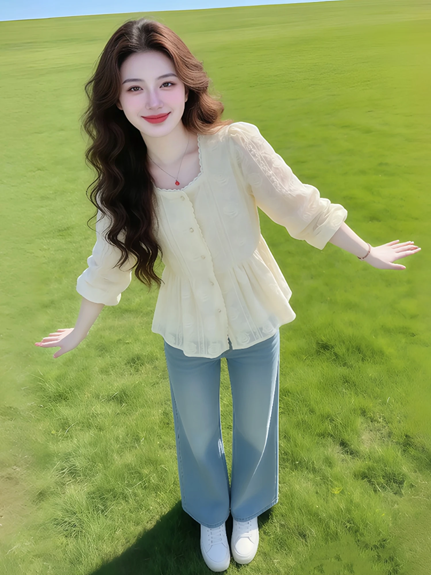 

Retro Embroidered Long Sleeve Shirt Women's Spring Autumn New Style Elegant Top Casual Loose Polyester Fiber Non-deformable