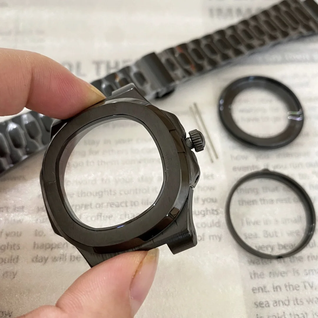 NH35 Чехол черный 41 мм механический ремешок с сапфировым стеклом подходит для движения NH36 прозрачная задняя крышка аксессуары для часов