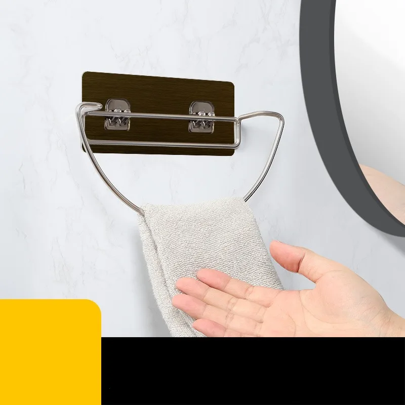 Metal Towel Rack No Punch Bath Towel Hanging Rod Toiletries Storage Shelf Wipes Place Holder Bathroom Accessories