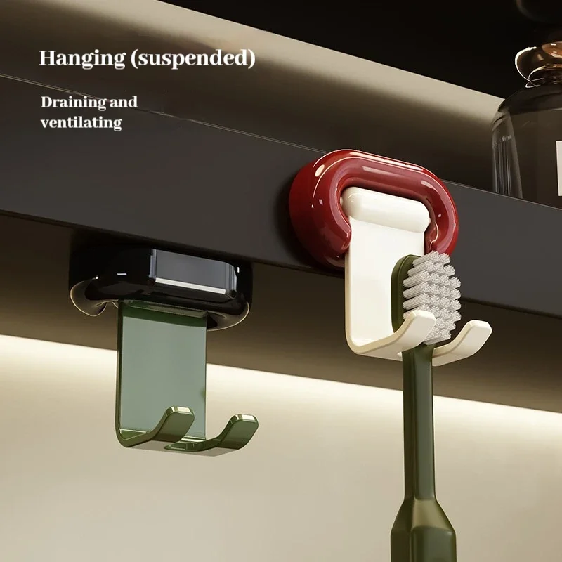 Toothbrush Holder Wall Mounted Storage Rack Quick Dry Compatible with Electric Manual Toothbrush No Drilling Bathroom Organizer