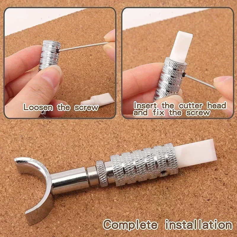 شفرة دوارة من السيراميك 7-8-9 مم، شفرة سكين دوارة من السيراميك مسطحة/مائلة ومتعددة الأغراض، للجلد اليدوي #6