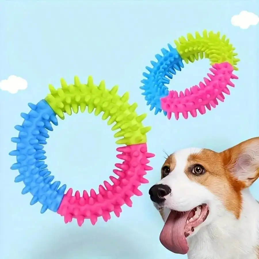 1 Piece/2 Pieces Colorful Tpr Dog Chew Ring - Rubber Toothbrush Toy, Suitable for Small, Medium, and Large Dog Breeds, Ideal for Interactive Play and Dental Health. Classic Dog Toy, Suitable for Grabbing and Chewing, with Irregular Bounce to Extend Playtime, Perfect for Small and Medium-Sized Dog Toys