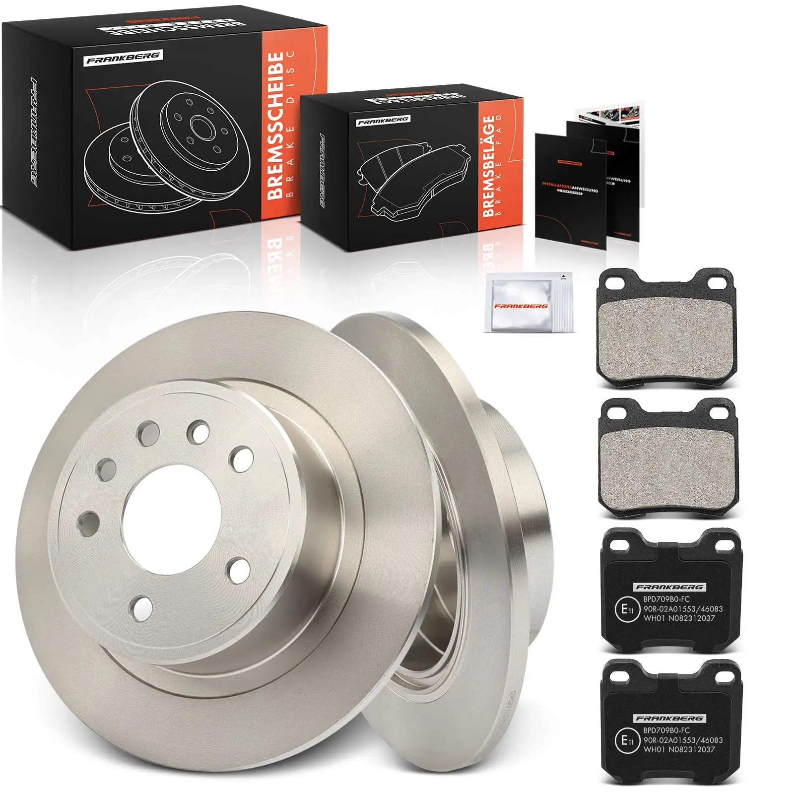 Frankberg 2x Bremsscheiben 4x Bremsbeläge Hinterachse für Opel Omega B V94 Omega B Caravan 21 22 23 V94 9192125 9201354 1605047