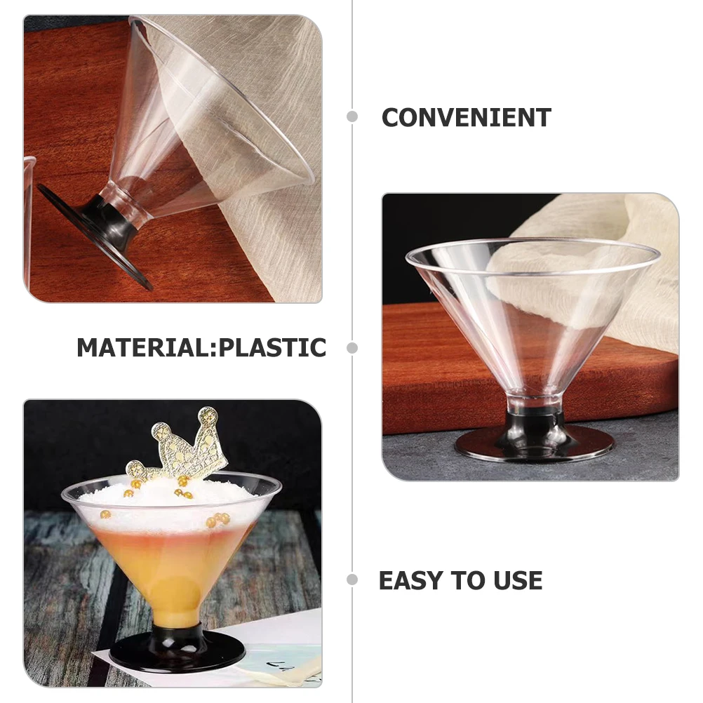 

10pcs Clear Dessert Transparent Parfait Lidded Disposable Cocktail Party Cups Freezable Safe Plastic Reusable for Family