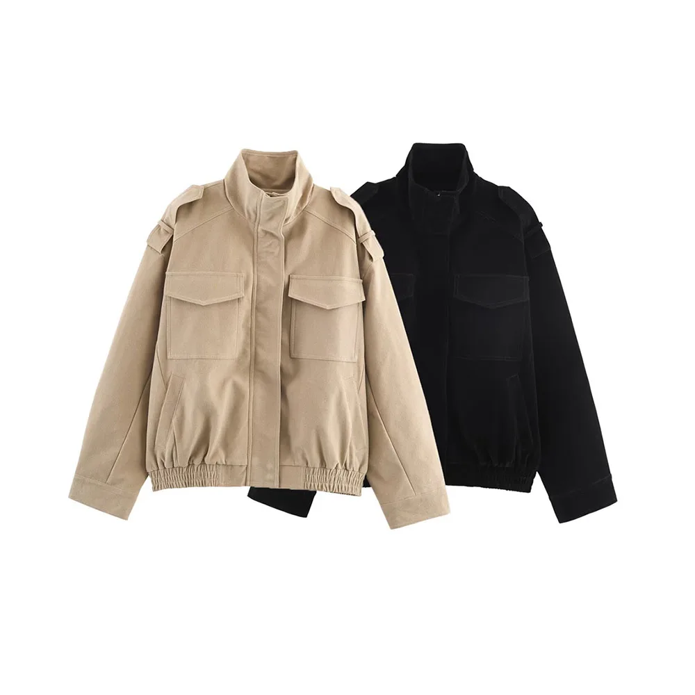 

Осенняя новая женская одежда в американском стиле, винтажная уличная элитная повседневная легко подходящая замшевая текстурированная кожаная летная куртка, пальто