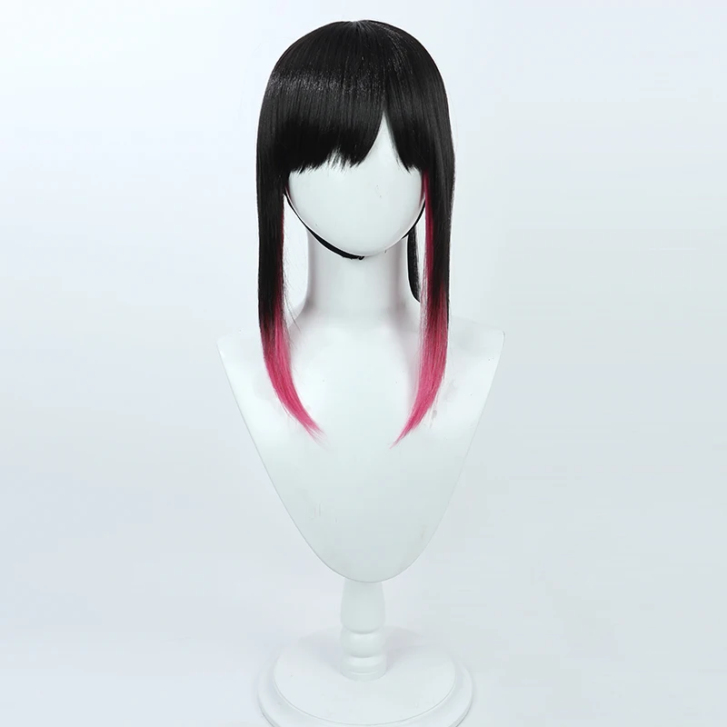 Tsuyuri Kanao Cosplay Wig Pink Black Ponytail Synthetic Hair Heat Resistant Halloween Role Play Party + Wig Cap