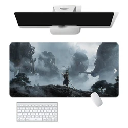 Alfombrilla de ratón extragrande para juegos de Anime, alfombrilla de escritorio negra Myth Wukong XXL, a prueba de agua, antideslizante, Accesorios de escritorio para computadora portátil