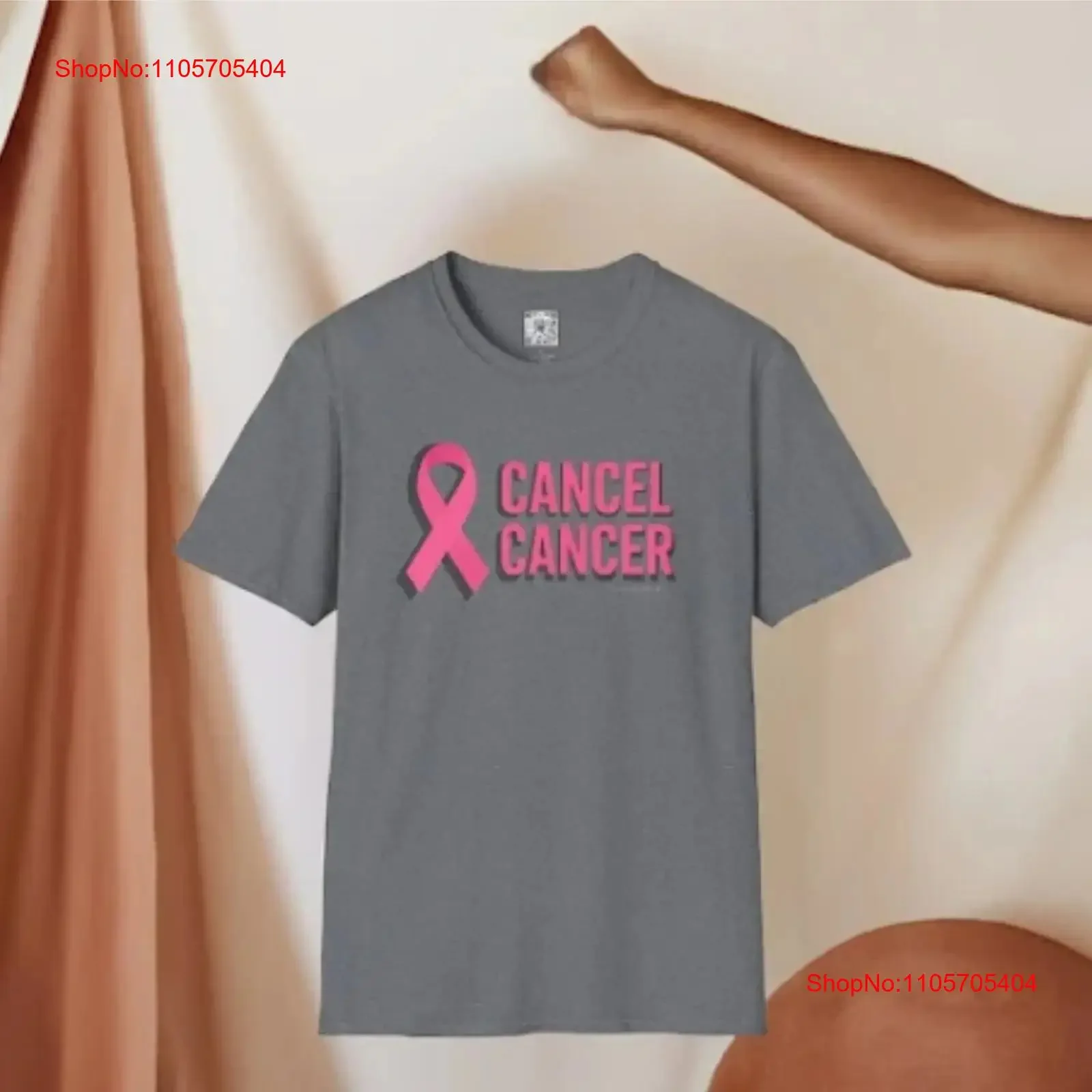 Cancel Cancer T Shirt Breast Awareness SupporT long or short sleeves vintage Washed homme Comfortable Versatile Soft graphic