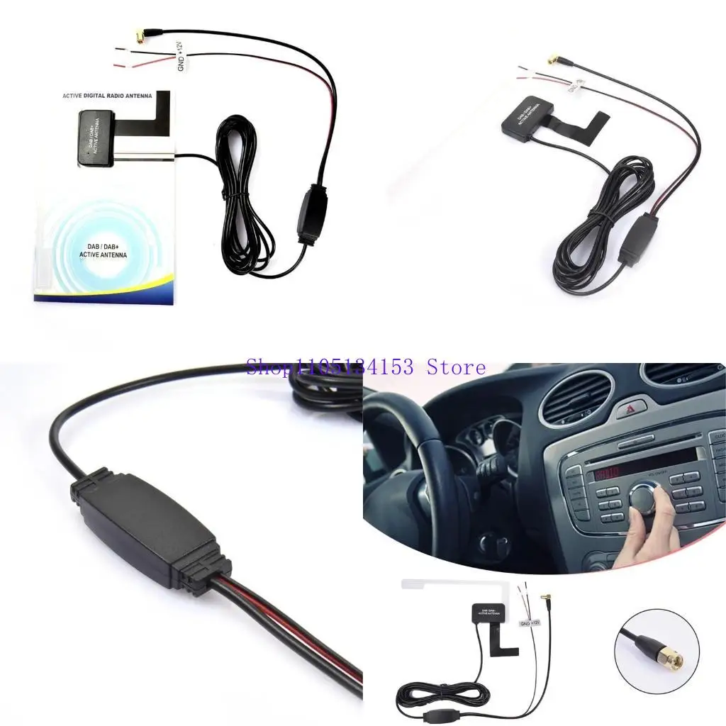 

hg89 12V Car Radio Aerial Antenna with 300cm Cable Glass Mount Transparent Antenna