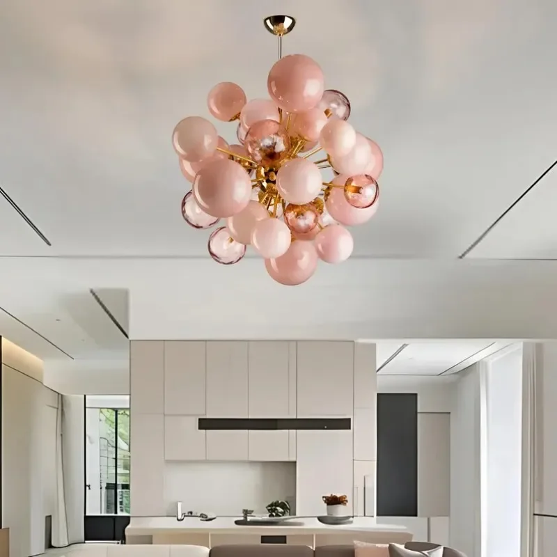 Modern Glass Ball LED Chandelier for Living Dining Room Food Tables Kitchen Bedroom Pendant Light Home Decor Lusters Luminaires