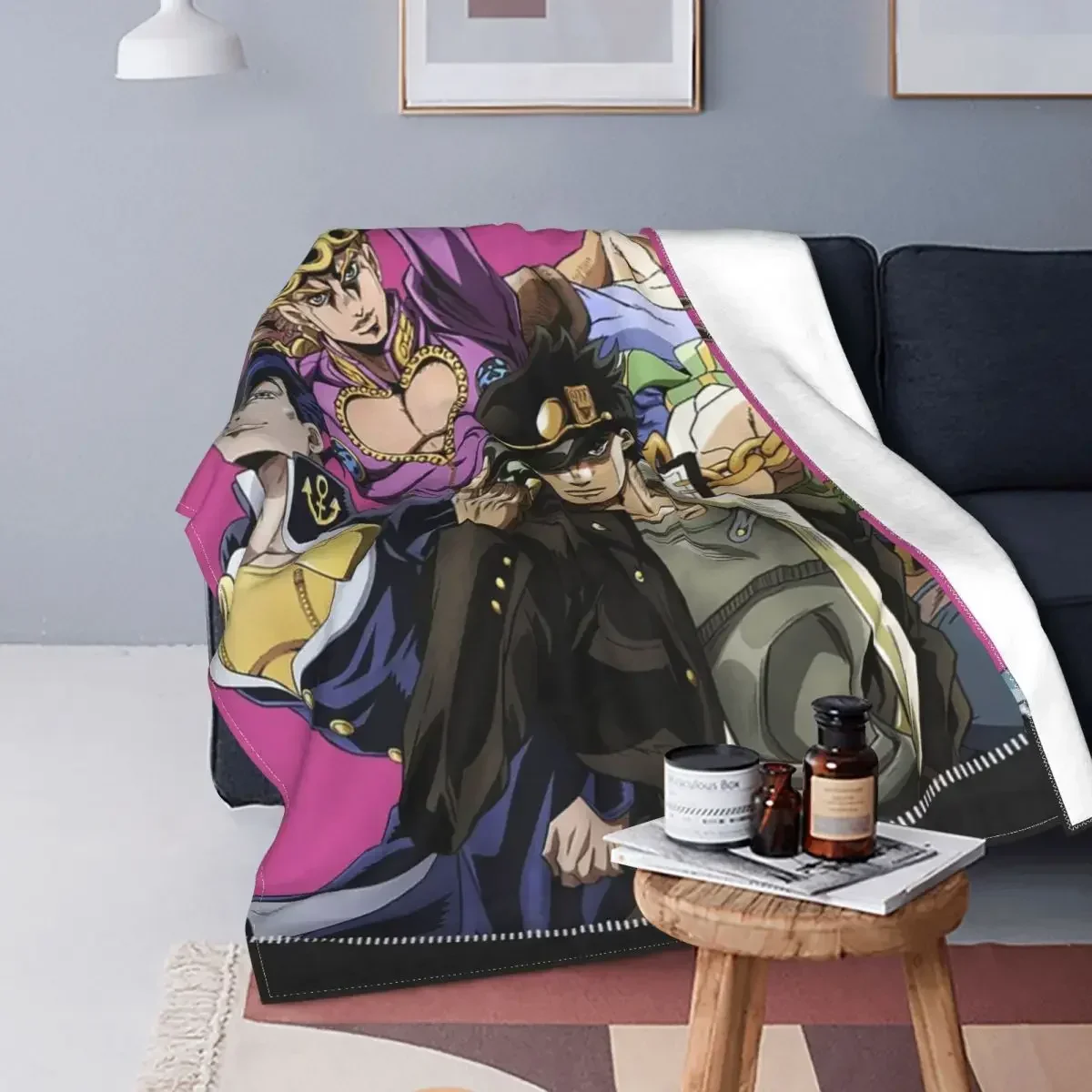 Higashikata Josuke Dio mantas de franela con estampado de Anime, Jojo's Bizarre Adventure, manta suave para cama, edredón para