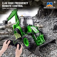 2.4G HUINA 1579 Remote Control Truck 1/14 9CH Excavator Loader Forklift Sound Light Simulation Engineering Car Model Kids Toys