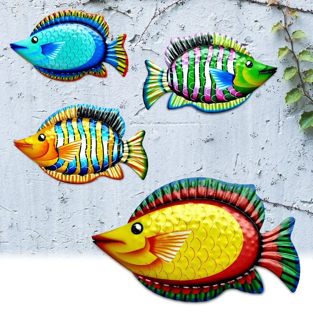 New Metal Fish Wall Decoration Hanging Ornament Iron Art Craft Indoor Outdoor Sculpture Artwork Statue