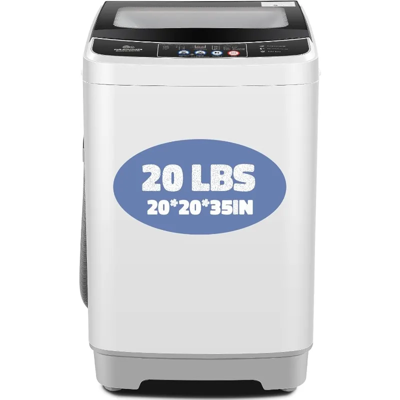 20Lbs Capacity Full-Automatic Portable Washer with Drain Pump, with 10 Programs & 8 Water Levels for Apartment, Dorms