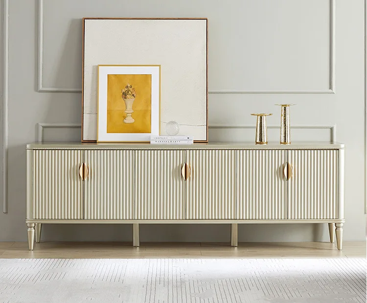 طاولة قهوة أمريكية فاخرة من الخشب الصلب حديثة فرنسية بسيطة وخزانة تلفزيون وخزانة أثاث غرفة المعيشة حسب الطلب