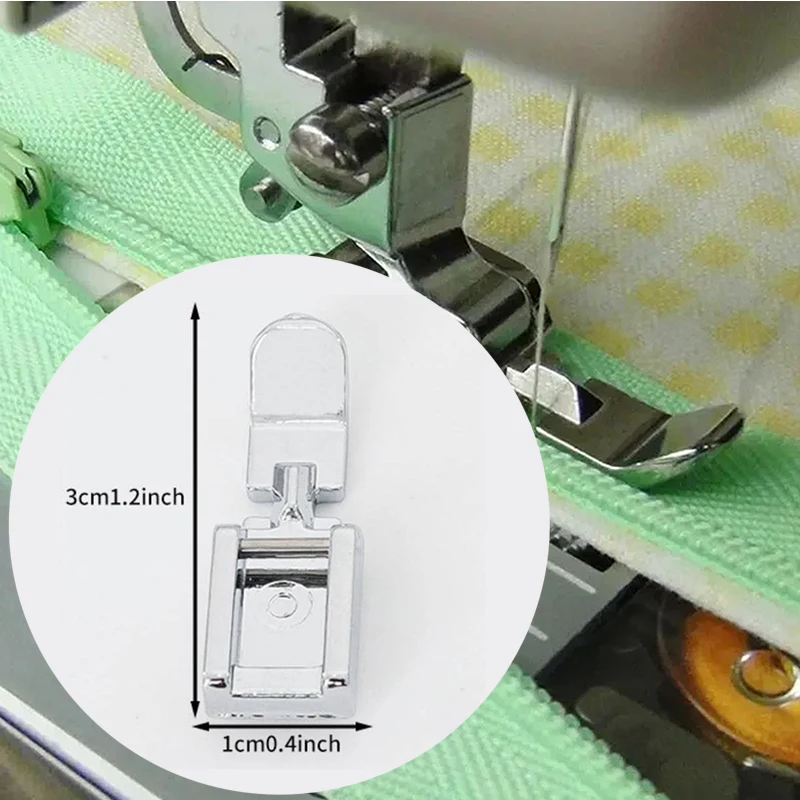 Narrow Foot Zipper Sewing Machine Presser Compatible with Low Shank Snap-On Accessories Left & Right Foot for Sewing Machines