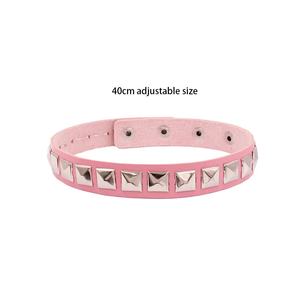 Schwarz PU Leder Quadrat Nieten Gothic Punk Colliers Kragen Choker Halskette für Goth Sexy Frauen Mädchen Cosplay Partei Schmuck – Detail 2