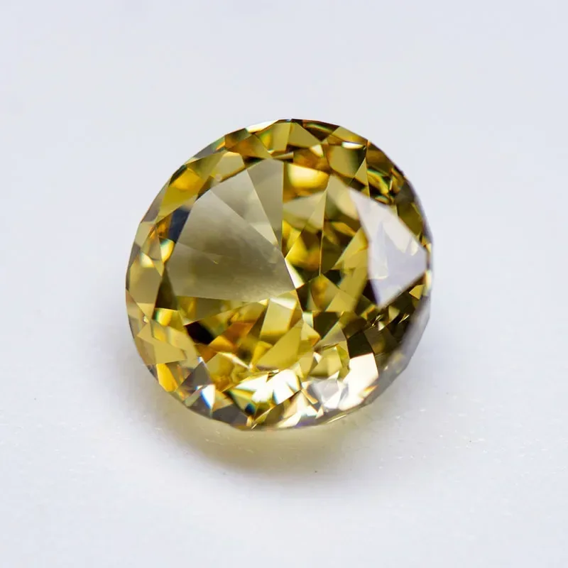 Cubic Zirconia Crushed Ice Cut Light Yellow Color Round Shape Charms Beads for Jewelry Making Bracelet Materials No Certificate