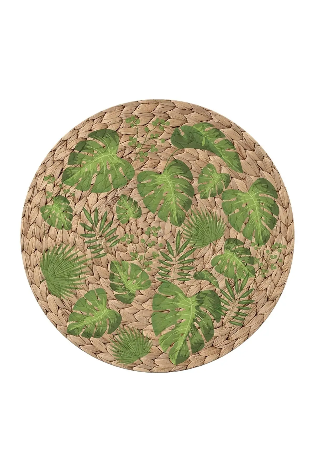 

DOLBOVI leaf pattern digital printing washable non-slip floor stain resistant round hall carpet