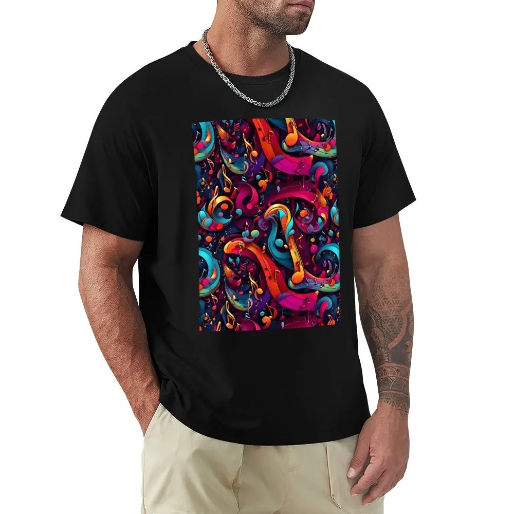 Fresh Abstract Musical Notes Pattern Spiral T-shirt  Sports Top Tee Creative Humor Graphic Aactivity Competition Eur Size