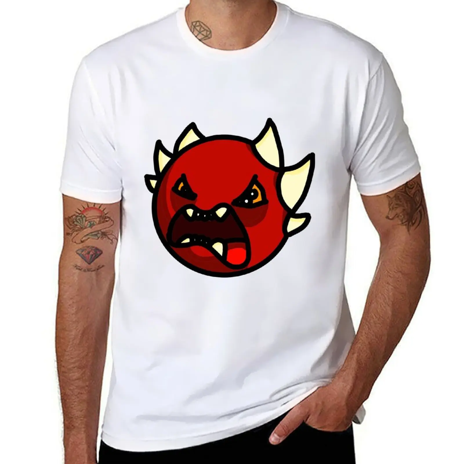

Geometry Dash Extreme Demon T-Shirt cotton tshirt 100% man t shirt summer T-Shirt