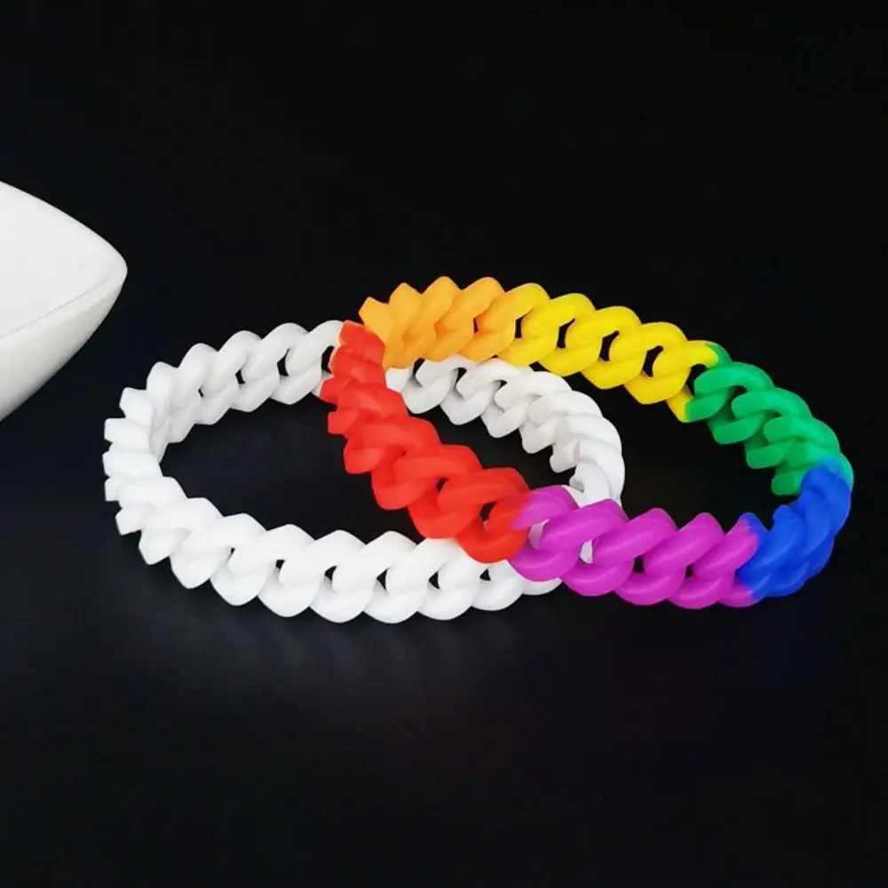 Silicone Hollow Out Wristband Jewelry Waterproof Rainbow Wristband Colorful Hand Bands Hollow Bracelet Basketball Fans Gift