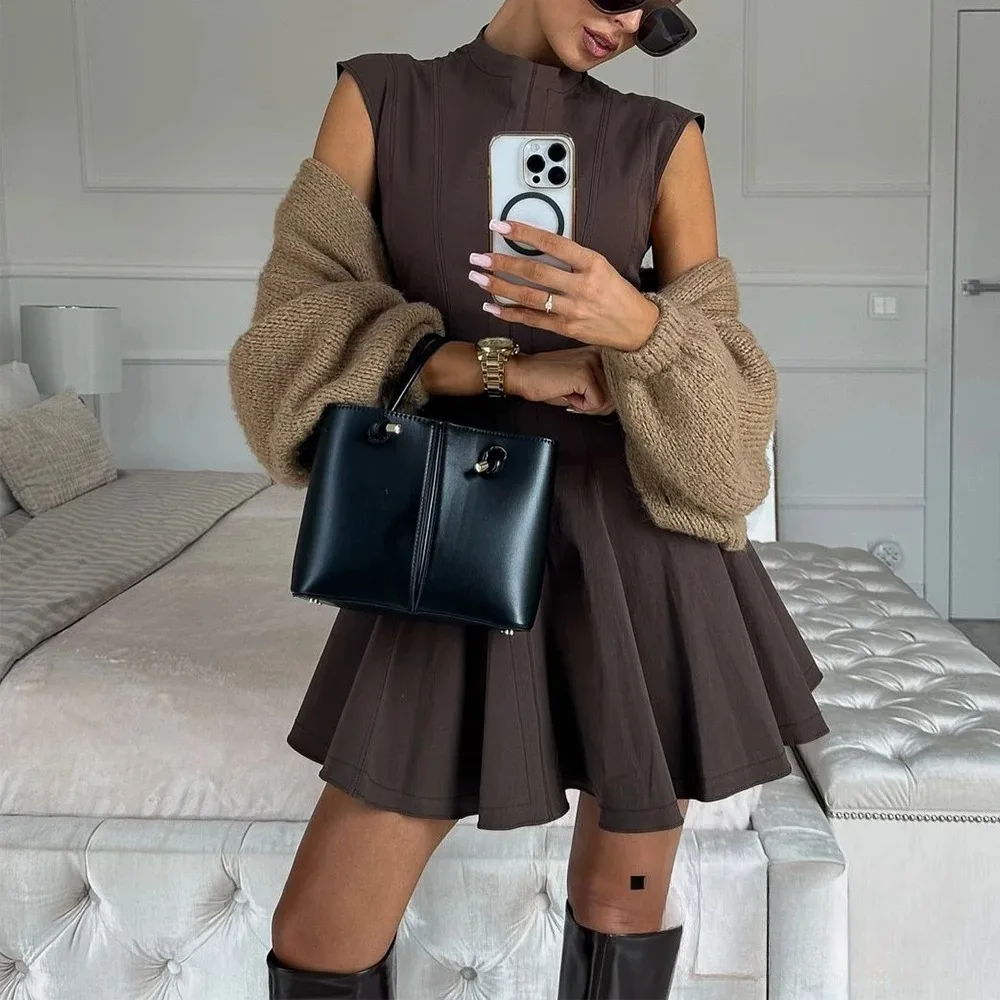 KONDALA Sexy Ruffles Mini Party Dress Women Sleeveless A-Line Chic Evening Club Dress Fashion 2025 Y2K Girl Street Vestidos