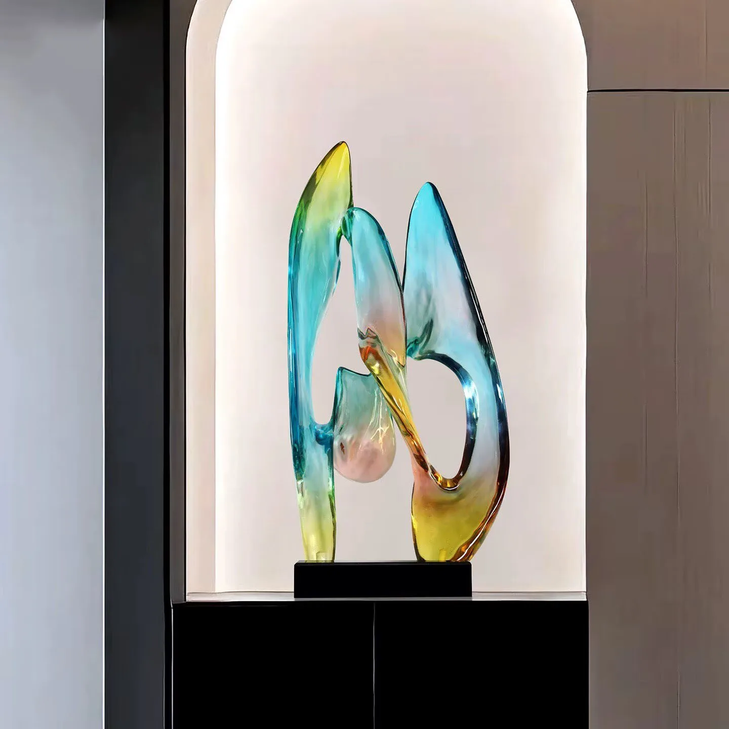 Modern Gathering Gold Flow Charm Room Decoration Light Luxury Colorful Transparent Resin Floor Decoration Living Room Decoration